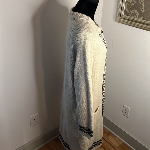 Fotrama 100% Alpaca wool hand made in Bolivia heavy knit duster sweater M-L flaw - Picture 4 of 11